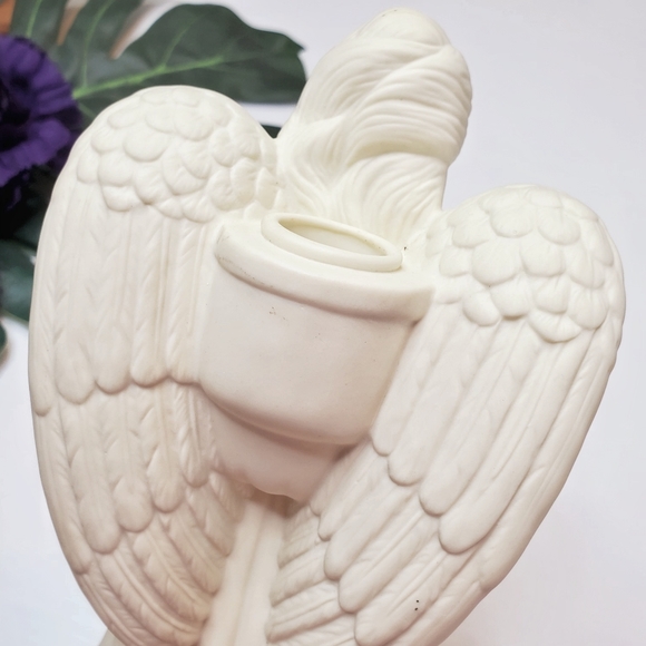 Large Ivory 👼🎄 Harp ANGEL - Candle Holder Christmas Partylite Box Mint Cond - Picture 7 of 12